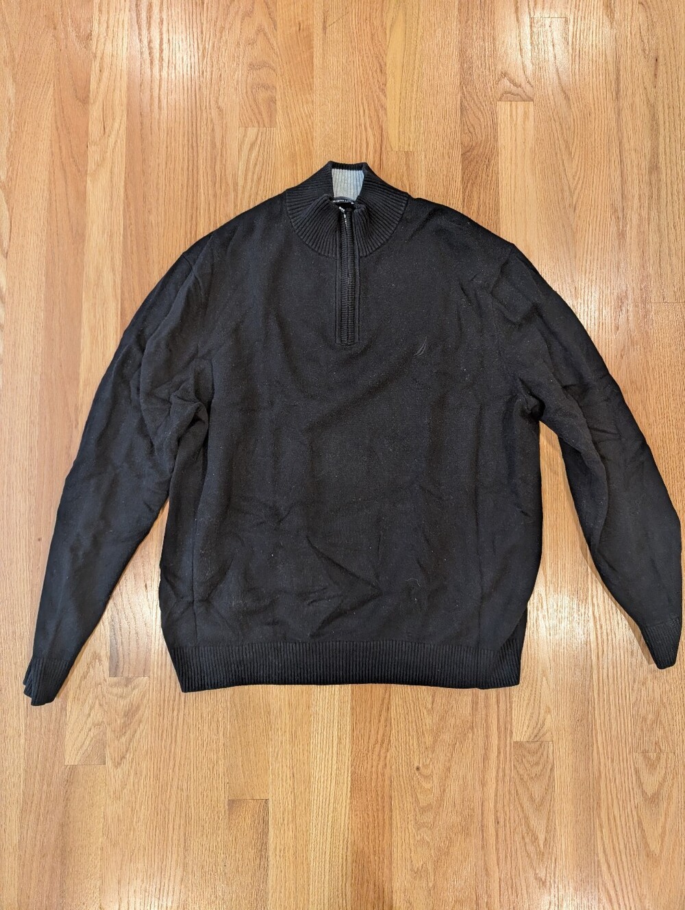 Nautica Size XXL 3/4 Zip Black Sweater